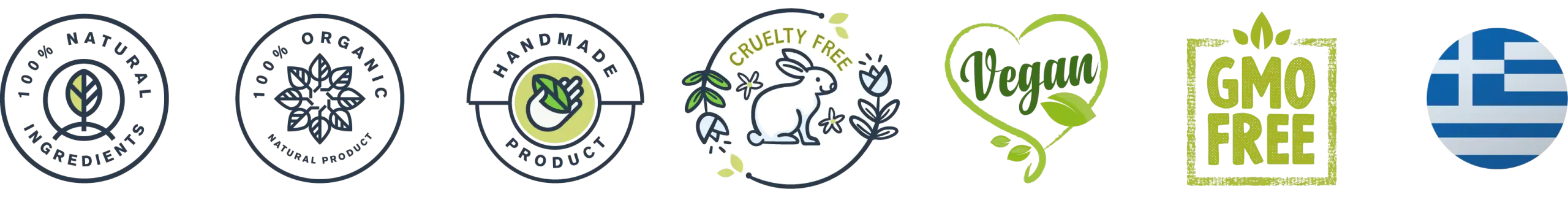 vegan - 100% natural - 100% organic - handmade - cruelty free - gmo free - Hellas